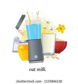 Oat milk vector concept. Composition made of ingredients