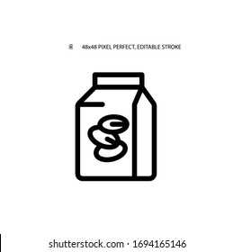 Oat milk, vegetabian milk simple line icon vector illustration. Editable stroke. 48x48 Pixel Perfect.