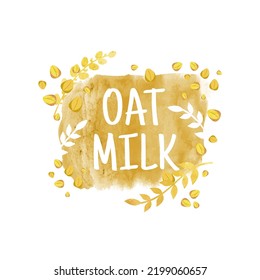 Oat Milk watercolor vector illustration. template for banner, card, poster, print and other design projects