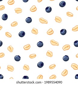 Oat pattern.Natural food. Vector oatmeal illustration. Cereal grain seamless background. Isolated muesli drawing. 
