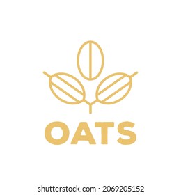 Oat plant linear vector logo. Simple grain symbol for plant based milk, muesli, granola and flour.