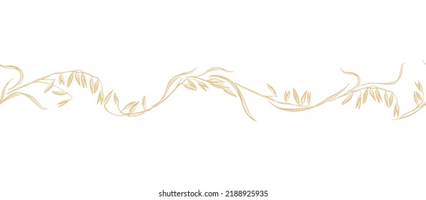 Oat print, grains. Vector seamless pattern. Texture strip on white background. Graphic plant. Organic farm product and bio milk