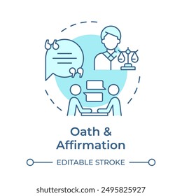 Oath and affirmation soft blue concept icon. Regulatory compliance, compromise. Round shape line illustration. Abstract idea. Graphic design. Easy to use in infographic, presentation