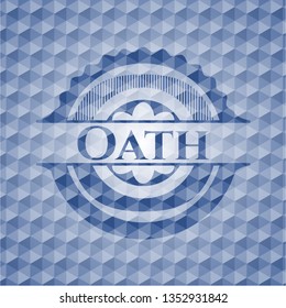 Oath blue hexagon emblem.