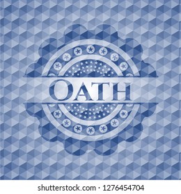 Oath blue polygonal badge.