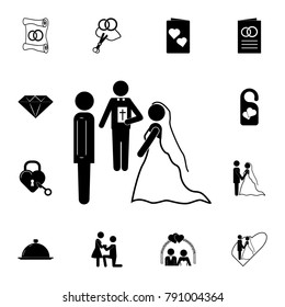 oath of the bridegroom and bride icon. Set of wedding elements icon. 