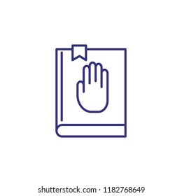 Oath concept line icon. Inauguration, constitution, bible. Justice concept. Vector illustration can be used for topics like legal system, court, politics