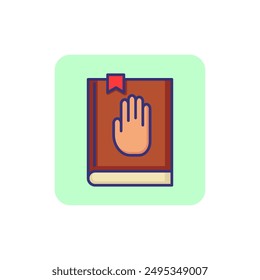 Oath concept line icon. Inauguration, constitution, bible. Justice concept. Vector illustration can be used for topics like legal system, court, politics