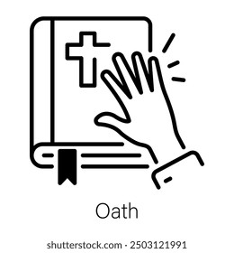 An oath icon designed in outline style 