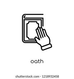 Oath icon. Trendy modern flat linear vector Oath icon on white background from thin line law and justice collection, editable outline stroke vector illustration