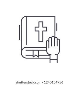 Oath line icon concept. Oath vector linear illustration, symbol, sign