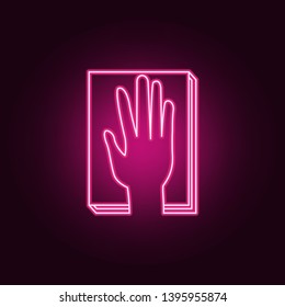 Oath on the constitution neon icon. Elements of election set. Simple icon for websites, web design, mobile app, info graphics