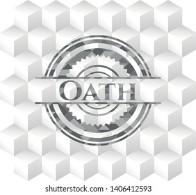 Oath realistic grey emblem with cube white background