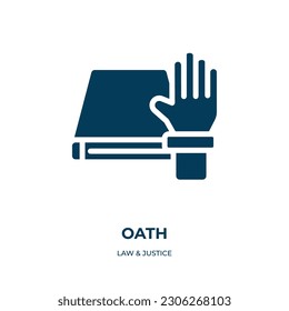 oath vector icon. oath, hand, justice filled icons from flat law  justice concept. Isolated black glyph icon, vector illustration symbol element for web design and mobile apps