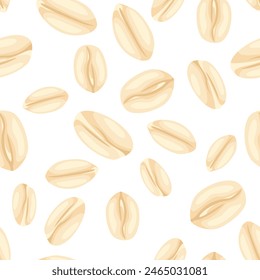 Oatmeal background. Seamless pattern with oat flakes. Vector cartoon flat illustration.