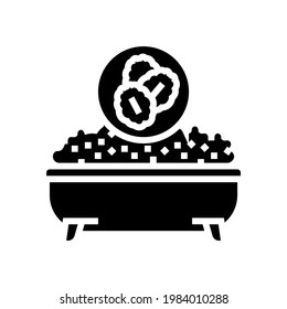 oatmeal baths dry skin glyph icon vector. oatmeal baths dry skin sign. isolated contour symbol black illustration