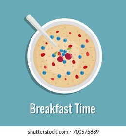 Oatmeal with berries. Vector illustration