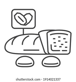 Oatmeal bread icon vector. Cookies, loaf in outline style. Oat corns symbols. Oatmeal cereal and fast breakfast are shown.