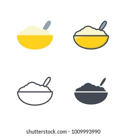 Oatmeal breakfast flat line icon