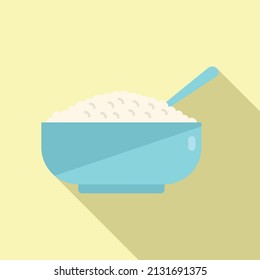 Oatmeal breakfast icon flat vector. Food meal. Cereal lunch