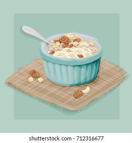 Haferflocken Frühstück handgezeichnete Vektorgrafik