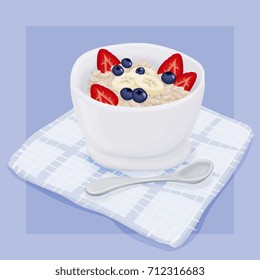 Oatmeal Breakfast Vector Hand Drawn Illustration