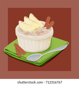 Oatmeal Breakfast Vector Hand Drawn Illustration