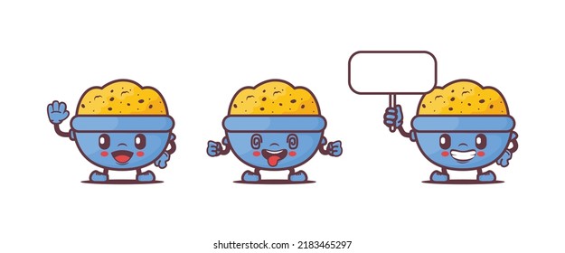 Oatmeal cartoon mascot. food vector illustration. isolated on a white background