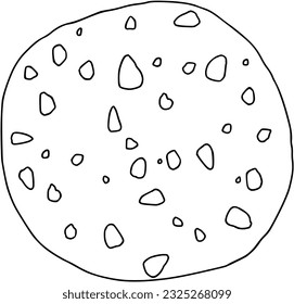 Oatmeal Chocolate Chip Cookie Food Bakery Product Baking Food Doodle Linear Cartoon Coloring