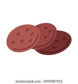 Galletas de Chocolate con Avena. Ilustración vectorial plana aislada sobre fondo blanco.
