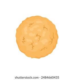 Oatmeal cookie isolated on white. Vector cartoon flat illustration of healthy dessert. Food icon
