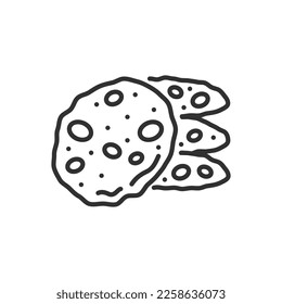 Oatmeal cookies, linear icon. Line with editable stroke