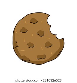 oatmeal cookies traditional isolated on white background. bitten cookie. food at home, food in a cafe. vector illustration