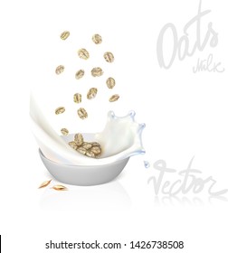 oatmeal covered with milk, vector illustration