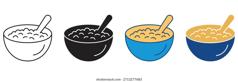  Ícone de aveia define coleção de estilos múltiplos. Ilustração vetorial.