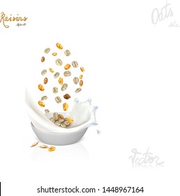 oatmeal raisin background texture milk vector