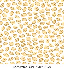 Oatmeal vector pattern. Seamless background of cereal grains. Isolated muesli pattern on a white background. Healthy eating.