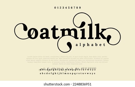 Oatmilk simple luxury elegant typography. Font typeface vintage abstract vector illustration