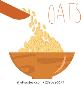 Oats bowl. Oatmeal breakfast cup, oat grain porridge. 3d realistic icon. Cartoon style muesli, flake for healthy sweet breakfast. Cool food design. Vector illustration isolated on white background