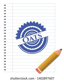 Oats draw (pen strokes). Blue ink. Vector Illustration. Detailed.