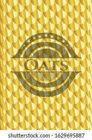 Oats golden badge or emblem. Scales pattern. Vector Illustration. Detailed.
