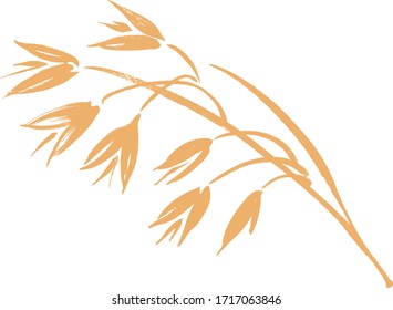 Oats hand painted brush & ink vector illustration graphic icon, ideal for packaging, labels etc.