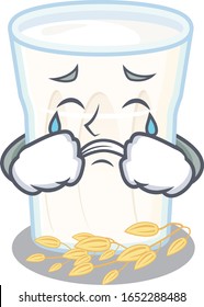 Oats milk cartoon character concept with a sad face