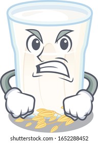 Oats milk cartoon character style having angry face