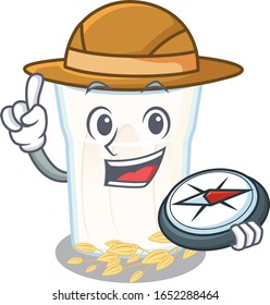 Oats milk experienced Explorer using a compass