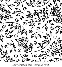 Conjunto de plano de fundo do padrão Oats. Ícone isolado de aveia. Vetor 