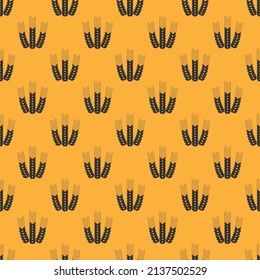 Oats, wheat, grain, rice Seamless pattern background. Simple texture with ears of wheat for wrapping paper, wallpaper, prints.
