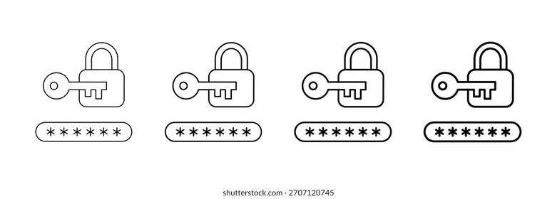 Conjunto de Vectores de iconos de token de Oauth en diferentes estilos de línea de trazo