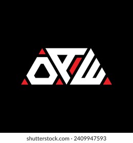 OAW triangle letter logo design with triangle shape. OAW triangle logo design monogram. OAW triangle vector logo template with red color. OAW triangular logo Simple, Elegant, and Luxurious design.