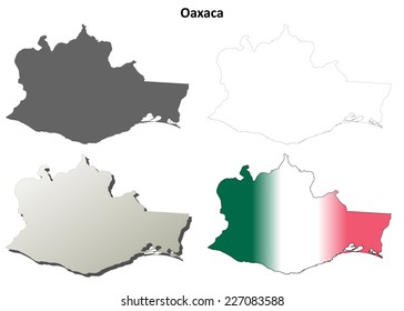 Oaxaca Blank Outline Map Set